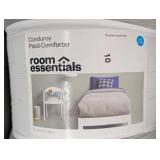 Lot of Room Essentials Gray Corduroy Plaid Comforters, Sizes King, Full/Queen, Twin/XL Twin