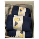 Lot of Room Essentials Navy Blue Corduroy Plaid Comforters, Different Sizes