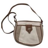 Faux Leather Brown Tan And Beige Cross Body Purse Adjustable Strap