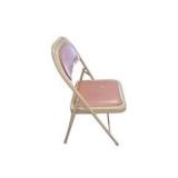 2 Vintage Krueger Folding Chairs - Nationwide Housing Corp Pink and Beige Metal Chairs