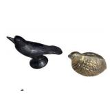 Small Metal Animal Figurines - Bird, Turtle & Quail Decor