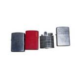 Lot of 4 Vintage Pocket Lighters – Zippo, Advertising & Mini Lighter