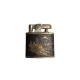 Vintage Lift-Arm Pocket Lighter With Japanese Mt. Fuji Village Scene Design