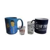 Star Trek Mug & Shot Glass Lot - Spock Live Long and Prosper, Space Final Frontier, Matt’s Bottle Shoppe & Canada Say When