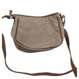 Faux Leather Brown Tan And Beige Cross Body Purse Adjustable Strap