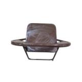 6 Brown Metal Folding Chairs With Rolling Storage Cart