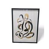 Pair of Framed Abstract Wall Art Prints with Gold & Black Accents