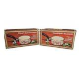 Pair of Vintage Strawberries ’n Cream 1 Qt Open Saucepans – Porcelain on Steel Cookware, Boxed