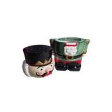 Christmas Village Nutcracker Cookie Jar Earthenware with Box & Santa Hat