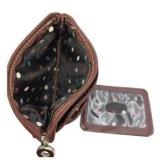 Coin Purse Wallet Small Keychain Faux Leather Burgundy With Removable ID Holder