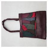 Lot of 5 Patchwork Leather Tote Bag Multi Color Zigzag Stitch Shoulder Bag Boho Purse