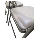 4 Uline H-2522 Padded Folding Chairs - Tan Vinyl Seat and Back