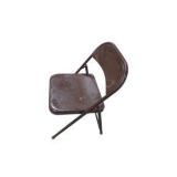 6 Brown Metal Folding Chairs With Rolling Storage Cart