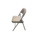 4 Uline H-2522 Padded Folding Chairs - Tan Vinyl Seat and Back
