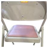 2 Vintage Krueger Folding Chairs - Nationwide Housing Corp Pink and Beige Metal Chairs