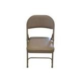 4 Uline H-2522 Padded Folding Chairs - Tan Vinyl Seat and Back