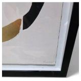 Pair of Framed Abstract Wall Art Prints with Gold & Black Accents