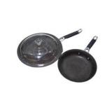 Kitchen Lot - Calphalon Pans, Glass Lid, 9 Gray Bowls & Snowman Oven Mitt