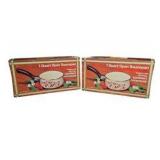 Pair of Vintage Strawberries ’n Cream 1 Qt Open Saucepans – Porcelain on Steel Cookware, Boxed