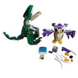 LEGO Dinosaur & Owl Build Lot - Green T-Rex Style Figure, Purple Owl & Loose Pieces