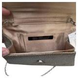 Lulu Townsend Silver Sparkling Foldpver Clutch With Chain Strap New With Tags