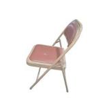 2 Vintage Krueger Folding Chairs - Nationwide Housing Corp Pink and Beige Metal Chairs