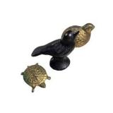 Small Metal Animal Figurines - Bird, Turtle & Quail Decor