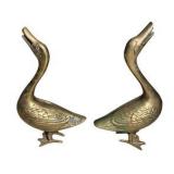 Pair of Brass Goose / Duck Figurines - Vintage Brass Bird Decor