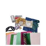 Gift Wrapping Supplies Lot - Tissue Paper, Gift Bags, Hallmark Shirt Boxes, Tags, Ribbon