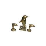 Brass Dolphin / Sea Life Figurine Set - 3 Pieces