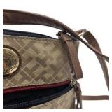 Tommy Hilfiger LogCross Body Purse Shoulder Bag  Brown/Tan Zippered Handbag