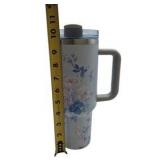 Lot Of 2 Tumblers With Handles Floral Design