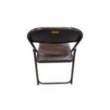 6 Brown Metal Folding Chairs With Rolling Storage Cart