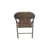2 Vintage Krueger Folding Chairs - Nationwide Housing Corp Pink and Beige Metal Chairs