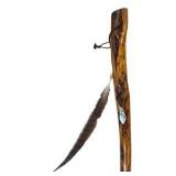 Handcrafted Wooden Walking Stick Cane With Feather Accent - Approx. 46 Inch