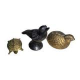 Small Metal Animal Figurines - Bird, Turtle & Quail Decor