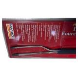 Mixed Novelty & Household Lot – Bar-B Fork Digital Grilling Fork, Feit LED Bulb, Toy Figures & Plastic Bullet Belts