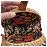 Vintage Brown Rattan Circle Cross Body Purse Handmade