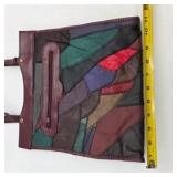 Lot of 5 Patchwork Leather Tote Bag Multi Color Zigzag Stitch Shoulder Bag Boho Purse