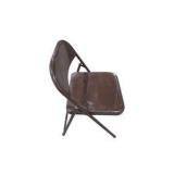 6 Brown Metal Folding Chairs With Rolling Storage Cart