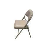 4 Uline H-2522 Padded Folding Chairs - Tan Vinyl Seat and Back