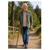 Handcrafted Wooden Walking Stick Cane With Feather Accent - Approx. 46 Inch