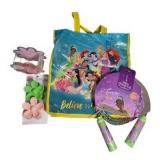 Disney Princess Lot - Tiana Dazzle Jump Rope, Princess Tote Bag & Flower Hair Claws