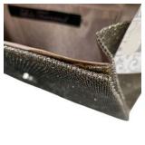 Lulu Townsend Silver Sparkling Foldpver Clutch With Chain Strap New With Tags