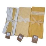 Aroma Cafe Kitchen Towels - 3 Sets of 3, Yellow & White 100% Cotton Towels