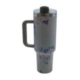 Lot Of 2 Tumblers With Handles Floral Design