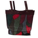 Lot of 5 Patchwork Leather Tote Bag Multi Color Zigzag Stitch Shoulder Bag Boho Purse