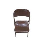 6 Brown Metal Folding Chairs With Rolling Storage Cart
