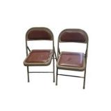 2 Vintage Krueger Folding Chairs - Nationwide Housing Corp Pink and Beige Metal Chairs