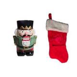 Christmas Village Nutcracker Cookie Jar Earthenware with Box & Santa Hat